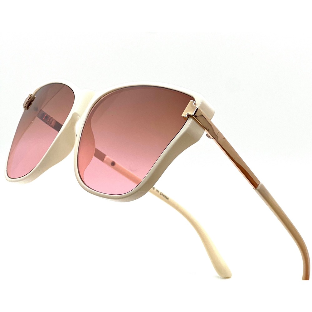 Sunglasses Lady Pink Gradient Lens Ivory Frame Fashion Shades Women's Luxury New